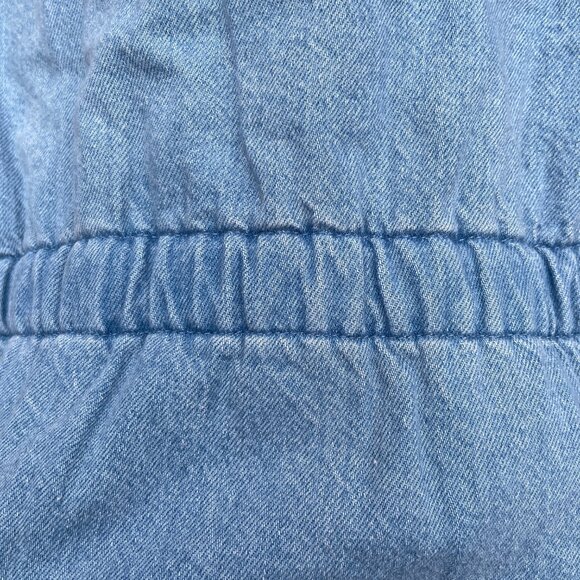 J. Jill Indigo Moonstone Light Wash Padded Denim Blazer Jacket Petite Medium - Picture 5 of 7